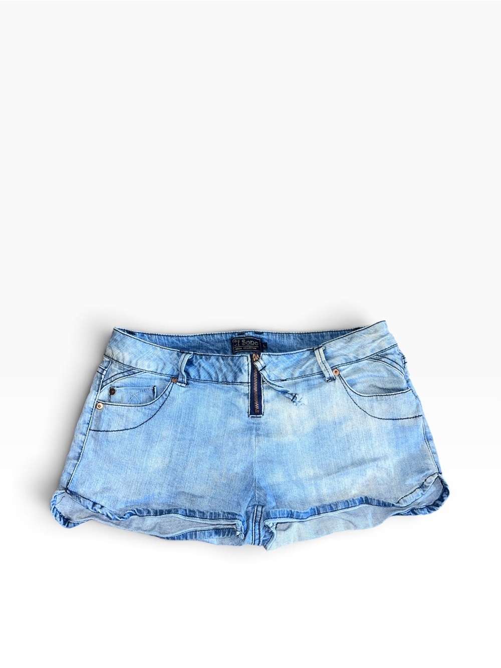 Ci Sono Denim Collection Low Rise Mini Shorts Light Wash Denim Size L